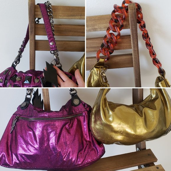 Gold Betsy Johnson Shoulder Bag UNIQUE RARE! - Picture 4 of 5